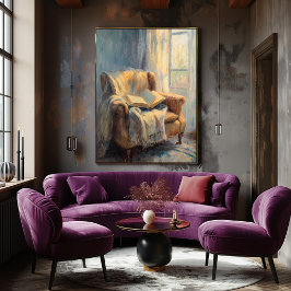 Poster Cadeira-armada com Livro por Janela - Impressionis