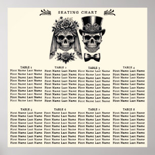 Poster Cadeira de casamento esqueleto vintage preto creme