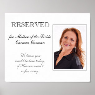 Poster Cadeira Reservada Memorial Mãe da Noiva Casamento