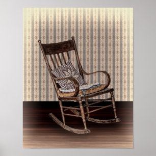 Póster Cadeira Vintage Rocking vazia