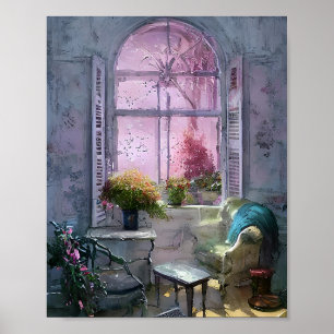 Poster Cadeira Vintage sob a janela