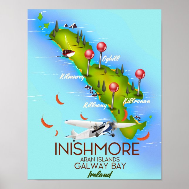 Poster Caderno das Ilhas Aran Inishmore Baía de Galway Ir (Frente)