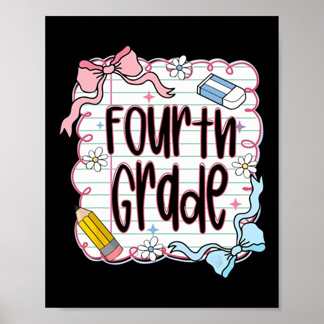 Poster Caderno Rosa para Meninas da Quarta Série Volta às (Frente)