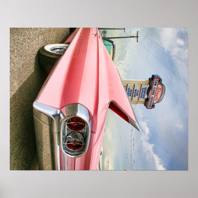 Poster cadillac rosa convertível 1962 (Frente)