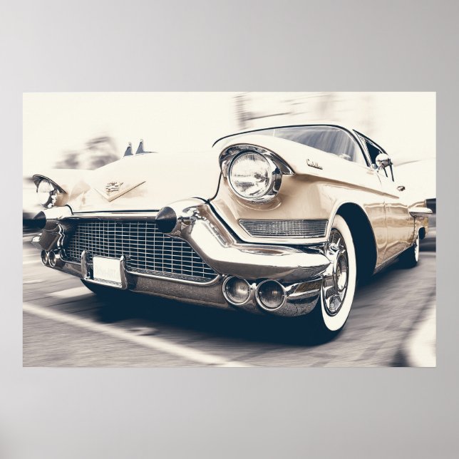 Poster Cadillac VINTAGE BEIGE COM GRILLE DE CROMA (Frente)