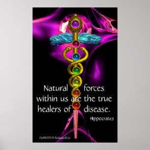 Poster CADUCEU DE OURO, 7 CHACRAS, ULTRA VIOLETA Médico, 