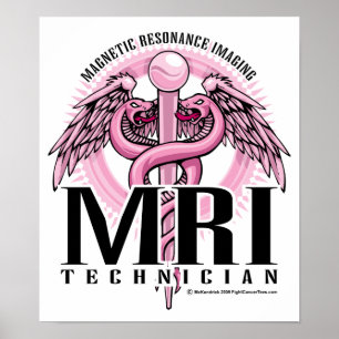 Póster Caduceus cor-de-rosa de MRI