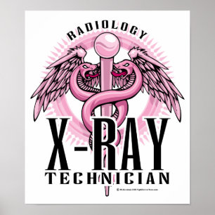 Poster Caduceus do rosa da tecnologia do raio X