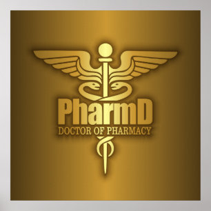 Póster Caduceus Dourado (PharmD)