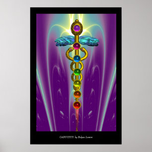Poster CADUCEUS E 7 CHAKRAS, Yoga Medicina do Alternativo
