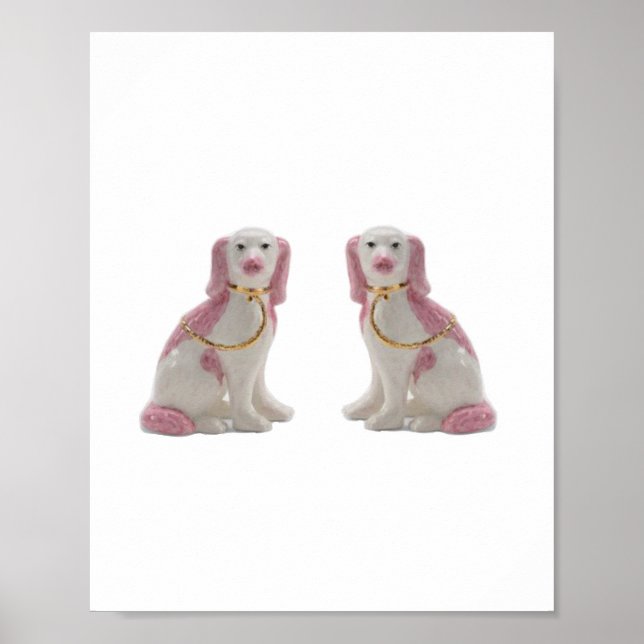 Poster Cães Cachorros Rosa Dourado Staffordshire Impressã (Frente)
