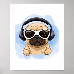 Poster Cães com Fones de ouvido 2