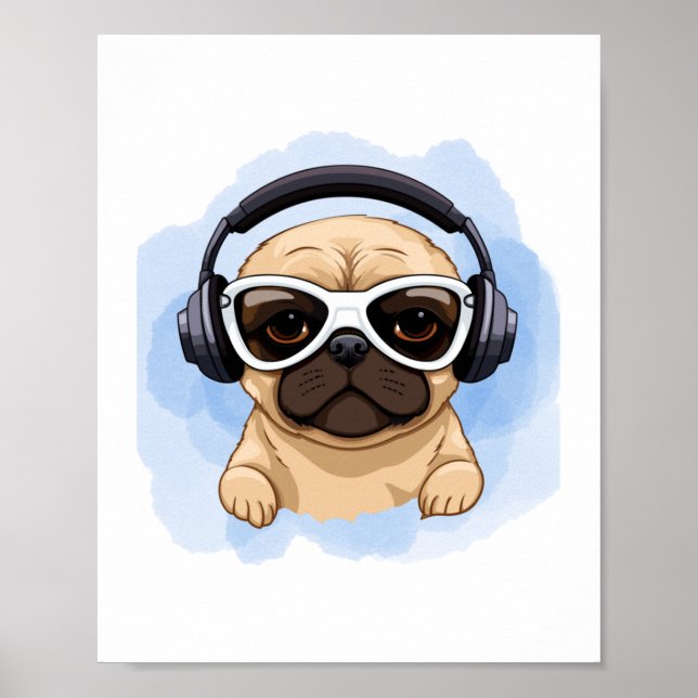 Poster Cães com Fones de ouvido 2 (Frente)