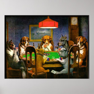 Póster Cães Coolidge Jogando Poker
