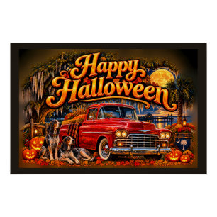 Póster Cães de caça de Halloween da Carolina do Sul em ca