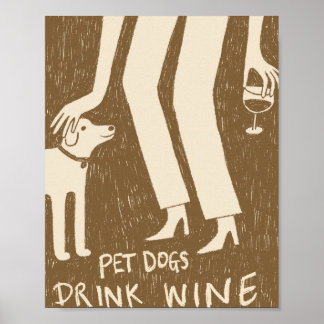 Poster Cães de Estimação Bebem Vinho