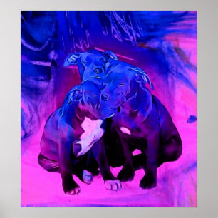 Póster Cães de filhote de cachorro abusados do pitbull,