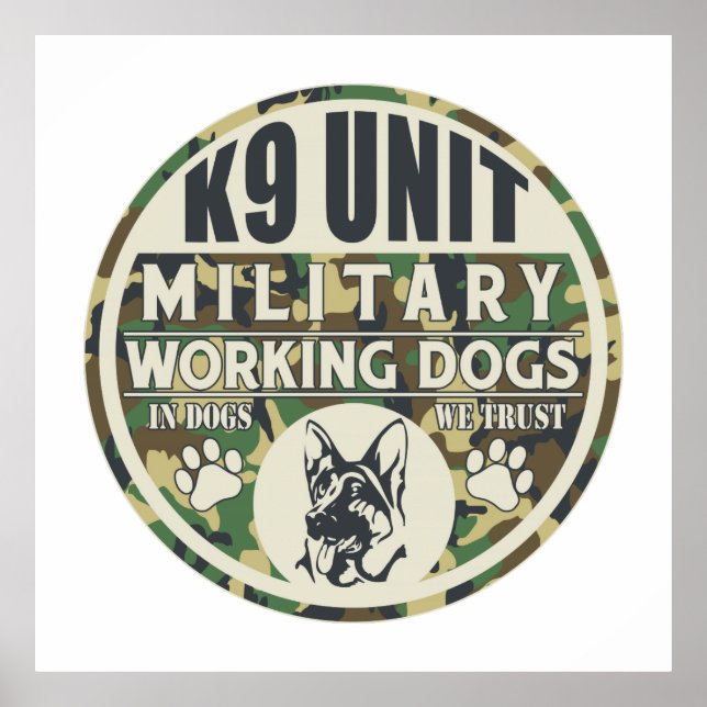 Poster Cães de Trabalho da Unidade Militar K9 (Frente)