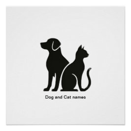Póster Cães e Gatos Boho design