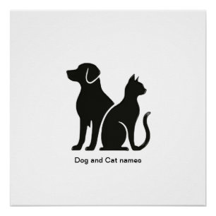 Póster Cães e Gatos Boho design