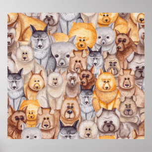 Poster Cães em Aquarela: Diversão Caprichosa e Sem Costur