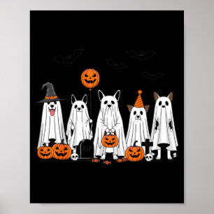 Poster Cães Fantasmas do Halloween Desenho Cartoon Cute A