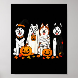 Poster Cães Husky Fantasmas Engraçados Cães Soky de Hallo
