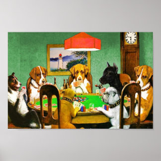 Poster Cães Jogando Cartões De Poker