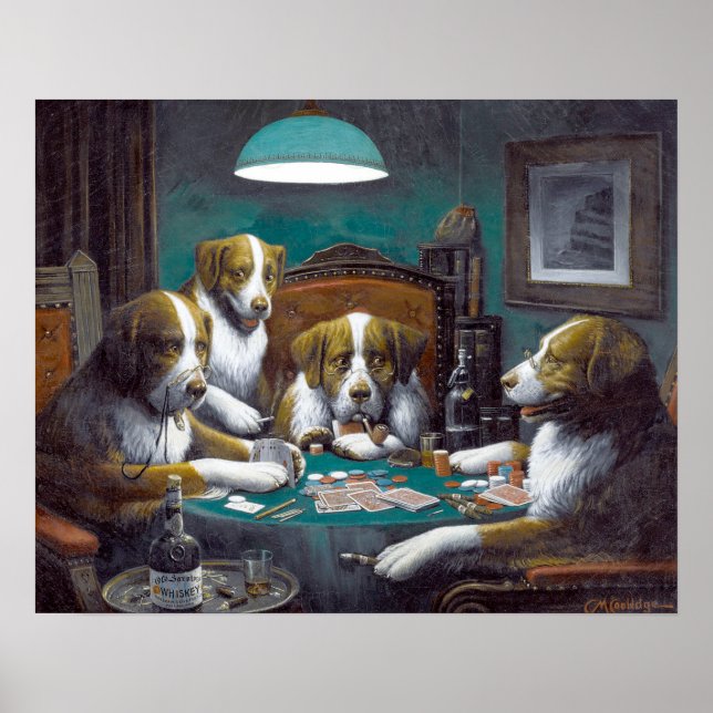 Poster Cães Jogando Poker Cassius Marcellus Coolidge 1894 (Frente)