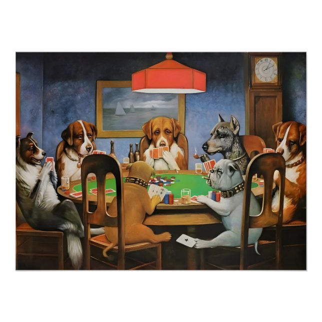Póster Cães Jogando Poker de Cassius Marcellus Coolidge (Frente)