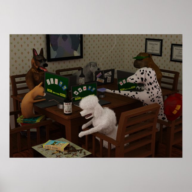 Poster Cães jogando pôquer online (Frente)