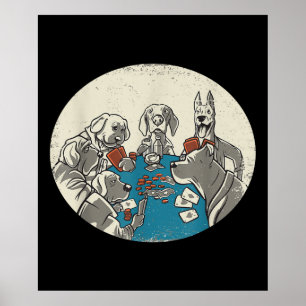 Poster Cães legal Jogando Cartões Poker Texas Holdem