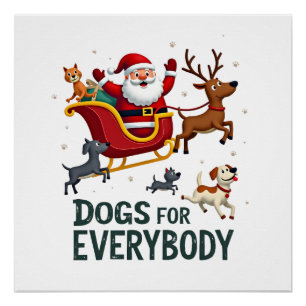 Póster Cães Para Todos Papai Noel Natal Engraçado Natal (