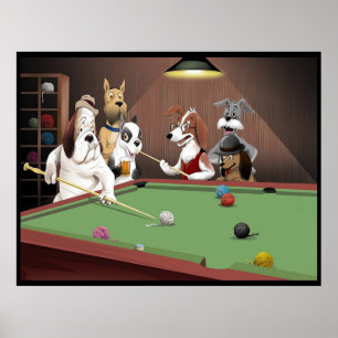 Póster Cães que jogam a piscina - fio no celeiro