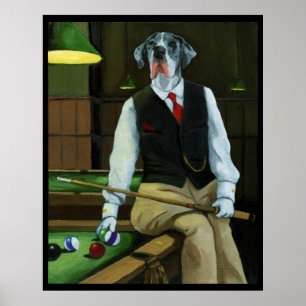 Póster Cães que jogam a piscina - great dane