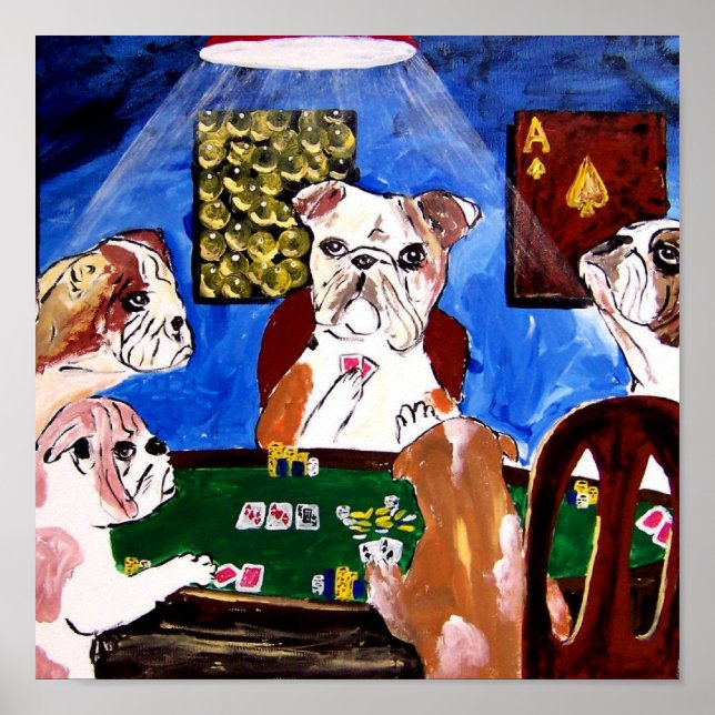 PÓSTER CÃES REPRODUZINDO ACES POKER QUAD (Frente)