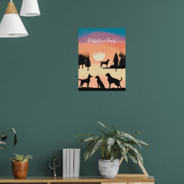 Poster Cães Retro Personalizados em Árvores de Férias Pre