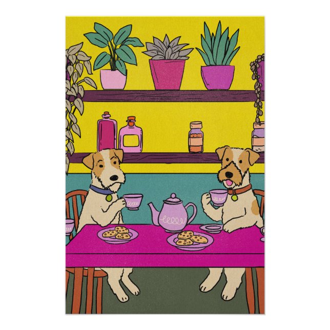 Póster Cães tomando chá da tarde (Frente)