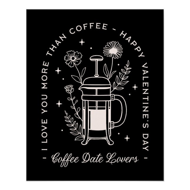 Póster Café ama aspas engraçadas de Dia de os namorados (Frente)