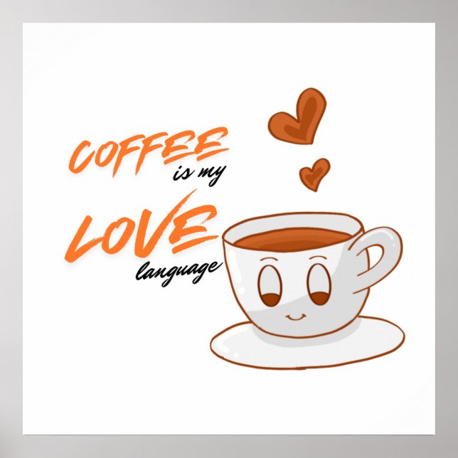 Poster Café Amor – Ilustração de Café Adorável para Pared (Frente)
