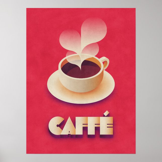 Poster Café Art Deco Vermelho (Frente)