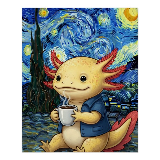 Póster Café Axolotl Sonho de Noite Estrelada (Frente)
