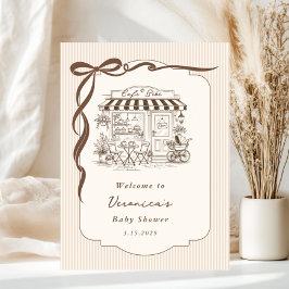 Poster Cafe Bebe Gender Neutral Bow Baby Shower Welcome