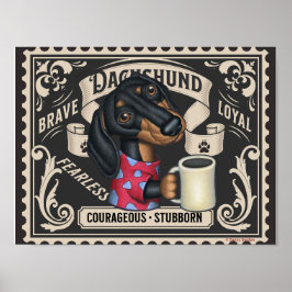 Poster Café bebendo de Dachshund Doxie