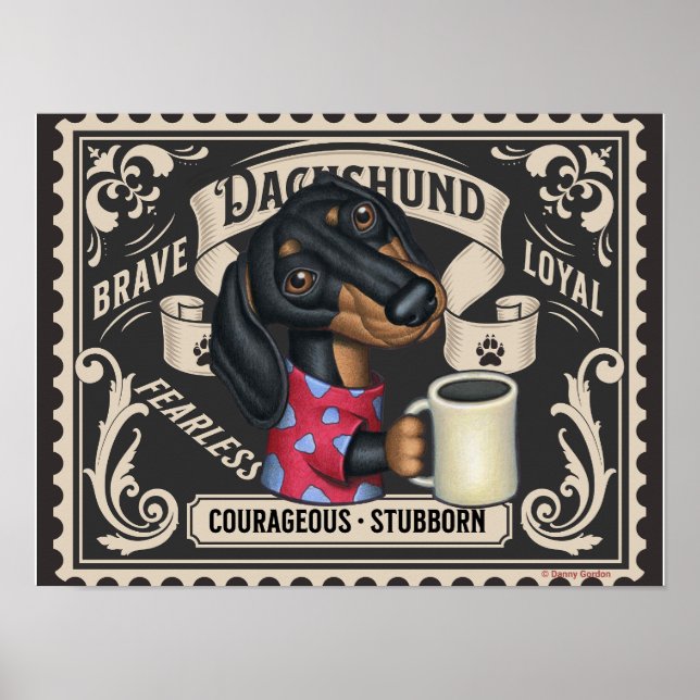 Poster Café bebendo de Dachshund Doxie (Frente)
