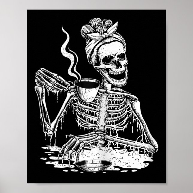 Poster Café Bebendo esquelético, mulheres preguiçosas e f (Frente)