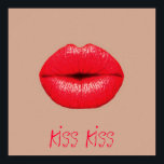 Póster Café beijo lábios vermelho pop arte<br><div class="desc">Uma imagem de pop Art de lábios vermelhos brilhantes vomitando-se por um beijo contra um fundo cor de café. Esta design inspira-se na pop, arte moderna, arte gráfica, cultura do hipster e é certamente uma obra de arte em sua casa.</div>