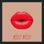 Póster Café beijo lábios vermelho pop arte<br><div class="desc">Uma imagem de pop Art de lábios vermelhos brilhantes vomitando-se por um beijo contra um fundo cor de café. Esta design inspira-se na pop,  arte moderna,  arte gráfica,  cultura do hipster e é certamente uma obra de arte em sua casa.</div>