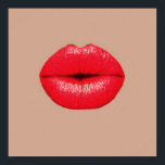 Poster Café beijo lábios vermelho pop arte<br><div class="desc">Uma imagem de pop Art de lábios vermelhos brilhantes vomitando-se por um beijo contra um fundo cor de café. Esta design inspira-se na pop,  arte moderna,  arte gráfica,  cultura do hipster e é certamente uma obra de arte em sua casa.</div>