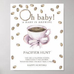 Poster CAFÉ - caça ao chupeta jogo de baby shower